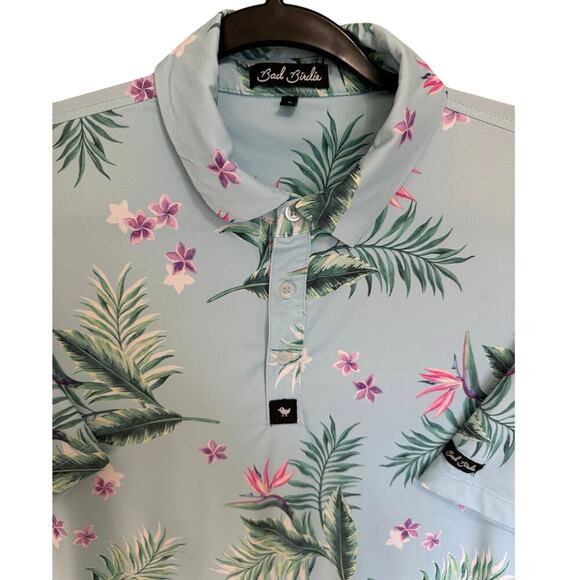 Bad Birdie Men Tropical Performance Polo Floral Hawaiian Golf Shirt Size Small - Picture 4 of 10